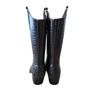 Corkys Women's Rain Tall Boots Crockodile Brown Green Size 7 Rubber Western Work thumbnail 6
