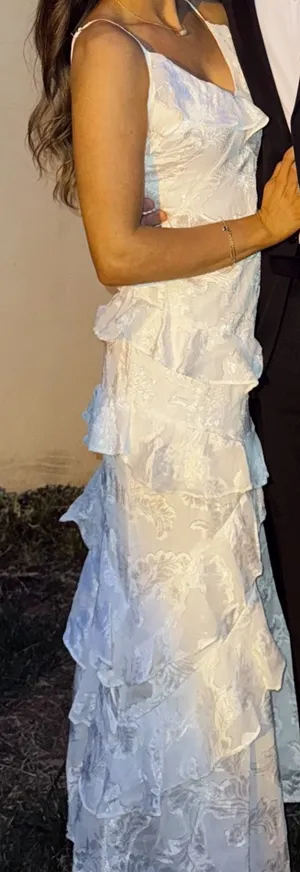 Satin white formal dress thumbnail 4