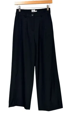 Princess Polly Archer Pants Black High Waisted Wide Leg Pleated Trousers Size 2 thumbnail 1