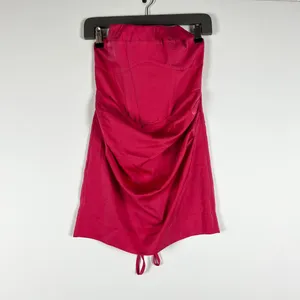 Michael Costello x Revolve Michail Satin Strapless Bustier Mini Dress Hot Pink thumbnail 1