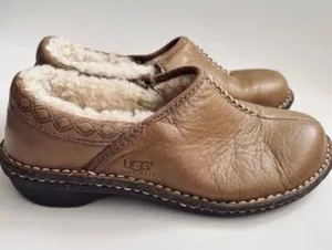UGG Bettey 1928 Shearling Lined Brown Leather Tan Slip-On Shoes Size 7 thumbnail 2