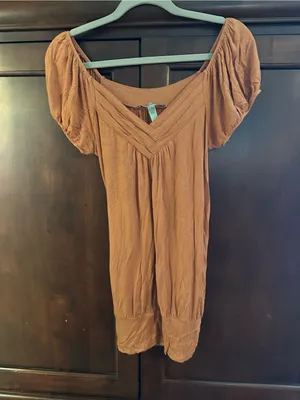 American Rag Rust Orange Casual Top with Subtle Gather thumbnail 1