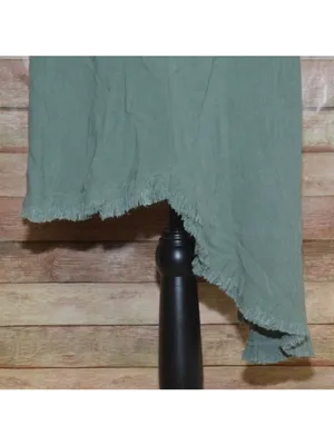 Umgee Women's M Green Linen Cotton Lagoon Tunic Top Mini Dress w/Fringe Trim thumbnail 7