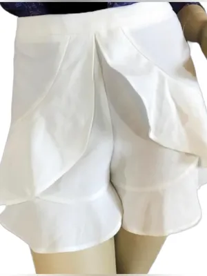 Aqua White Ruffle Accent High Waist Shorts Nwt (M) thumbnail 2