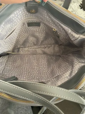 Kate Spade Gray Nylon Tote Bag Gold Hardware Double Handle Shoulder Bag EUC thumbnail 10