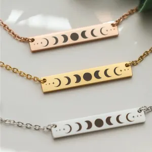 Boutique NEW Yellow Gold Plated‎ Celestial Moon Phase Bar Pendant Necklace, 16-18” thumbnail 6