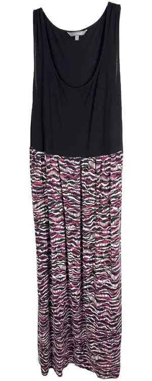Daisy Fuentes Plus Size 3X Maxi Dress Black Pink‎ Color Block Sleeveless 789 thumbnail 1