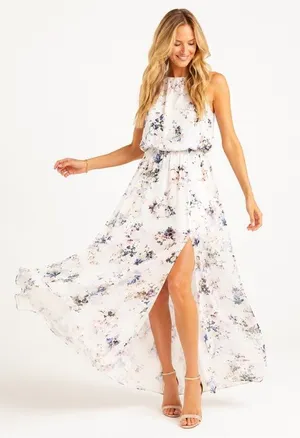 NEW Show Me Your MuMu Heather Halter Floral Maxi Dress Cottagecore S Summer thumbnail 1