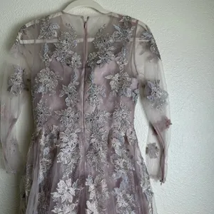 MAC DUGGAL Lace Tulle A Line Midi Dress thumbnail 10