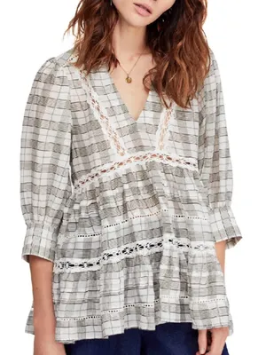 Free People Time Out Lace Tunic Boho Top thumbnail 1