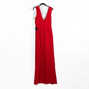 NEW Lulus Ready For It Sleeveless V Neck Straight Leg Jumpsuit Jumper Red M thumbnail 4
