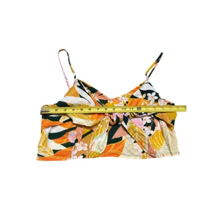 Aerie Size L Tie Front Crop Top Tropical Floral Beach Vacation Smocked‎ Colorful thumbnail 7