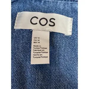 COS Blue Oversized Collared Half Sleeve Button Up Crop Denim Shirt Blouse Top 14 thumbnail 3