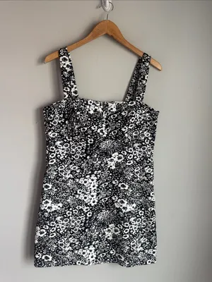 Tuckernuck Hyacinth House Black & White Denim Floral Gaia Mini Dress Large thumbnail 3