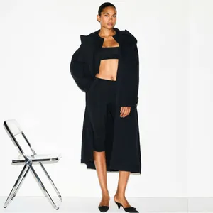 NWT SKIMS Boyfriend Fleece Oversized Trench Coat Onyx New on site! Size XS thumbnail 4