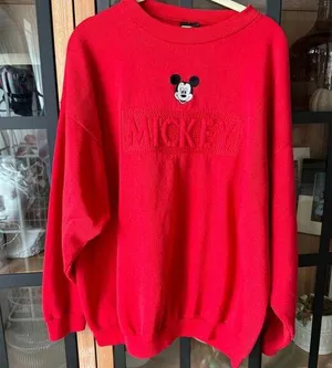 Vintage Disney store mickey mouse embroidered crewneck pullover sweatshirt thumbnail 1