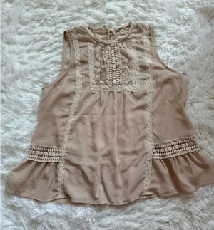 Cream tank with lace design Tan thumbnail 1