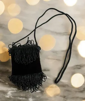 VINTAGE Black Beaded Cocktail Beaded Evening Bag thumbnail 1