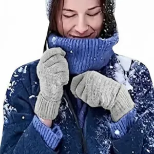 Unisex Thermal Warm Thick Plush Lined Touchscreen‎ Gray Gloves NEW Winter OS thumbnail 5