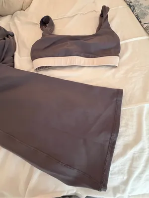 PACSUN 1980 Grey/Mauve Sports Bra & High-Waist Ruched Leggings Set thumbnail 4