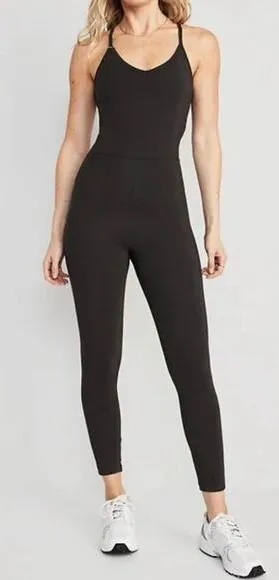 OLD NAVY | Active Powerchill Bodysuit Jumpsuit Go Dry Cami 7/8 Black Yoga | 2X thumbnail 1