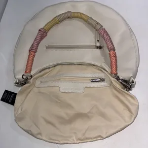 Anthropologie Urban Originals Boho White Luna Crossbody Slouchy Crescent Bag thumbnail 3