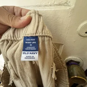 Old Navy High Rise Wide Leg Pants Sz M Beige Comfort Waist Office Casual Summer thumbnail 3