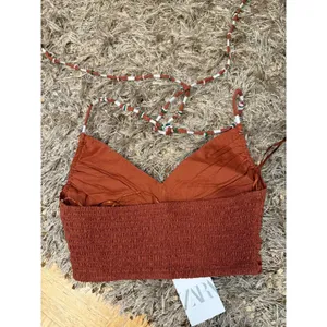 ZARA BEADED EMBROIDERED CROP TOP Brown Size Small NWT thumbnail 9