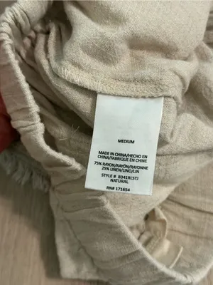 Natural Beige Linen-Blend Wide Leg Frayed Hem Pants thumbnail 7
