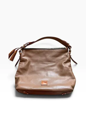 Dooney & Bourke smooth leather large hobo handbag mustard brown leather large thumbnail 4