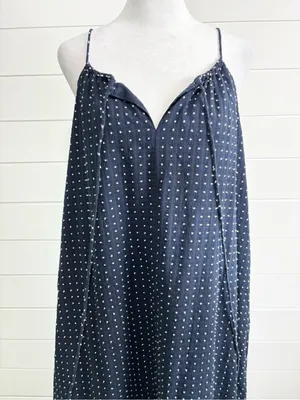 J. Crew Navy Polka Dot Maxi Slip Cotton Dress Size L thumbnail 3