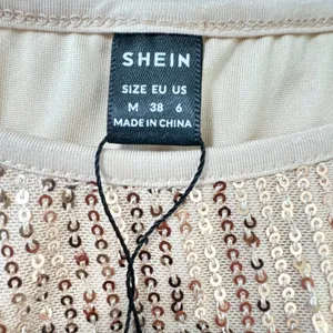 SHEIN Rose‎ Gold Sequin Sleeveless Bodysuit Sparkly Glam Party Holiday Metallic thumbnail 7