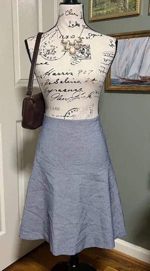 Tommy Hilfiger SZ 10 Blue/White Flared Skirt Preppy Old Money Academia thumbnail 1