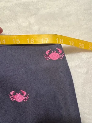 Lilly Pulitzer size 14 xl vintage Navy Mini Skirt with Pink Crab Print thumbnail 5
