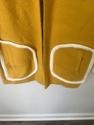 Anthropologie La Fee Verte Mustard Yellow Open Front Cardigan Coat sz L ✔️ thumbnail 6