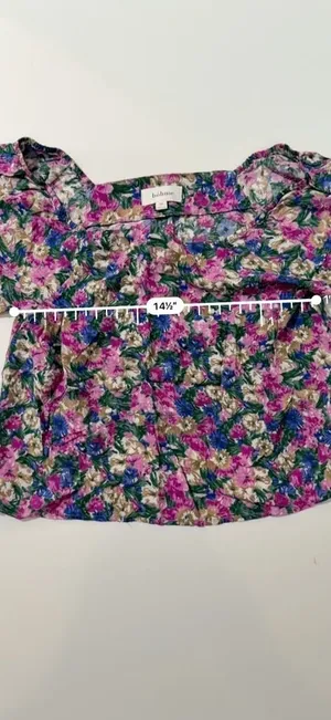 Boho Romantic Picnic Cute Ditsy Floral Puff Sleeve Milkmaid Crop Top Blouse thumbnail 4