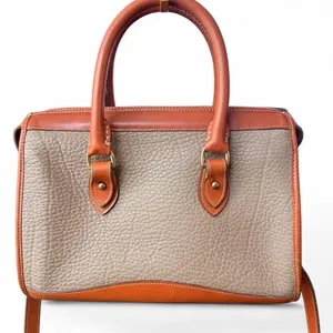 Vintage Dooney & Bourke All-Weather Leather Satchel Taupe Tan Crossbody AWL thumbnail 2