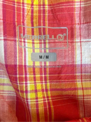 Merrell Cotton Linen Pinafore Sundress Red Yellow Plaid Womens Size Medium thumbnail 4