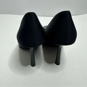 Zara Black Pointed Toe Silver Bow Stiletto Heels Size 39 thumbnail 6