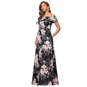 XSCAPE Womens Metallic Jacquard Off-The-Shoulder Gown 6941X Black Rose Multi 4 thumbnail 9