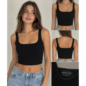 WHITE FOX BOUTIQUE Ribbed Cropped Tank Top Black X-Small thumbnail 2