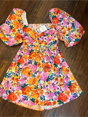 Altar'd State Cyndella Floral Puff Dress Floral-Print Puff Sleeves Size XL NWT thumbnail 3