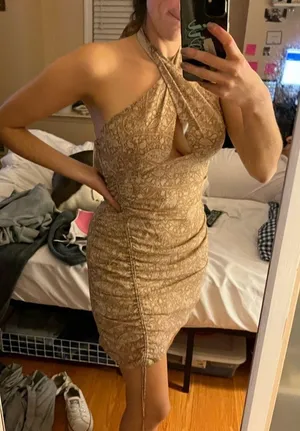 Champagne Halter Tie Dress Size L thumbnail 2
