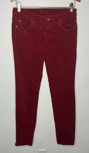 Kut from the Kloth dark red corduroy skinny pants women's size 6 winter‎ boho thumbnail 1