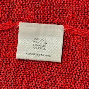 Eileen Fisher Cardigan Linen Blend Open Knit 3/4 Sleeve Breathable Travel Red 3X thumbnail 6