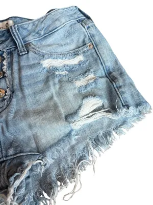 Abercrombie & Fitch Boyfriend Shorts Low Rise Light Wash Denim Button Fly Size 0 thumbnail 5