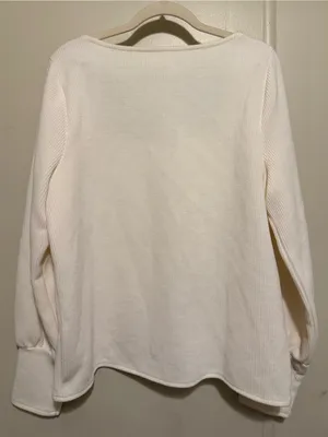 Madewell Melwood Square-Neck Ivory Pullover Sweater Size L thumbnail 9