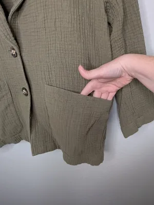 Madewell Womens Olive Green Cotton Lightspun Dorset blazer Large thumbnail 3