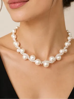 Aldo White Pearl Coquette choker Necklace thumbnail 1