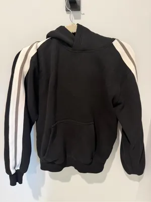 Women’s Aritzia Black Hoodie with White and Gray Sleeve Stripes - size XS thumbnail 2